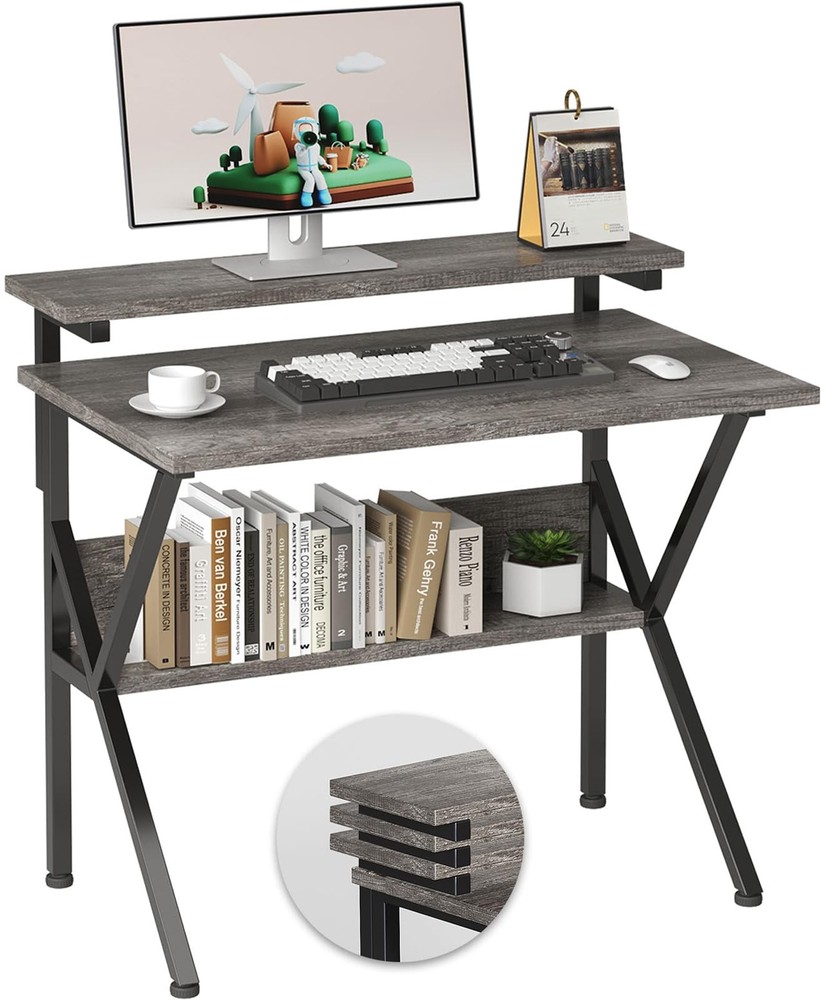Small Desk, Small Computer Desk for Small Spaces, 27.5 Inch Computer Desk wit...