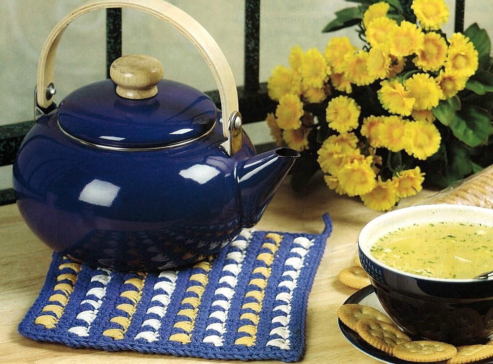 PRETTY Blue Skies Potholder/Decor/Crochet Pattern INSTRUCTIONS ONLY