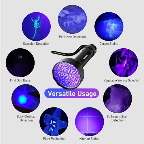 UV Flashlight Black Light - 100 LED - UV Flashlight for Dog/Cat - 100LED