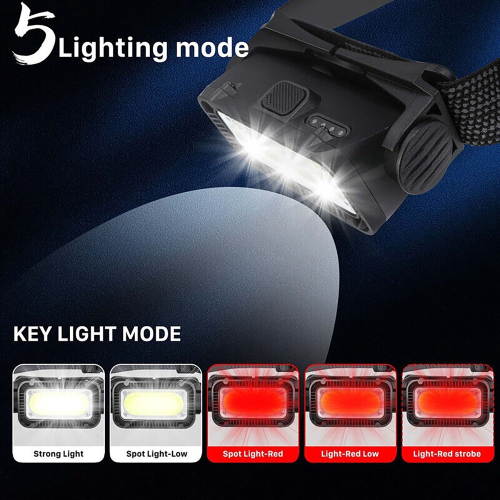 USB Rechargeable LED Headlamp Headlight Torch Flashlight With Charging Cable