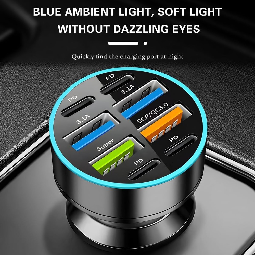 66W USB Car Charger Type C Fast Charging Phone Adapter Socket Cigarette Lighter