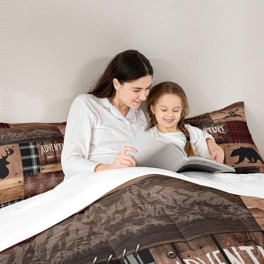 Cabin Bedding Sets Queen Size,Rustic Farmhouse Bedding Comforter Sets,Caming or