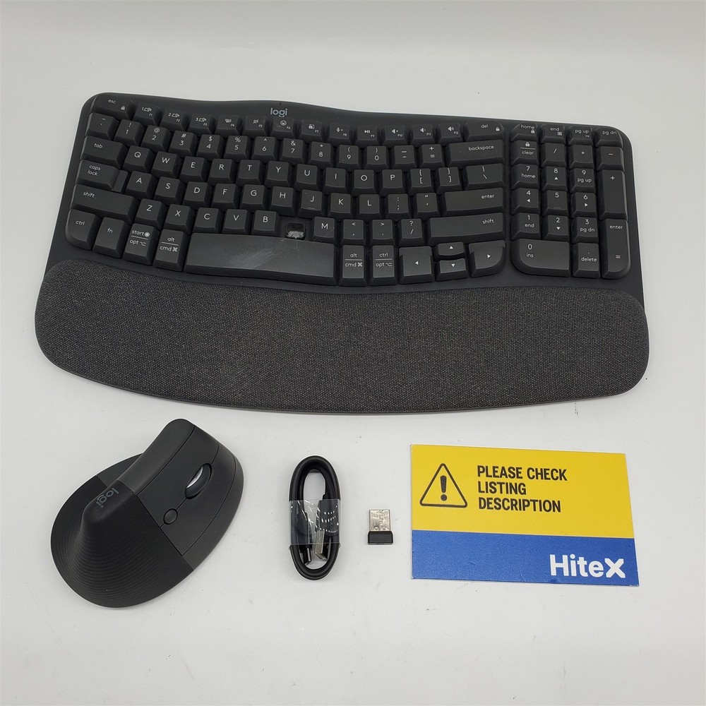 Logitech Wave Keys & Lift Vertical Mouse - Ergonomic Wireless - Graphite *READ*