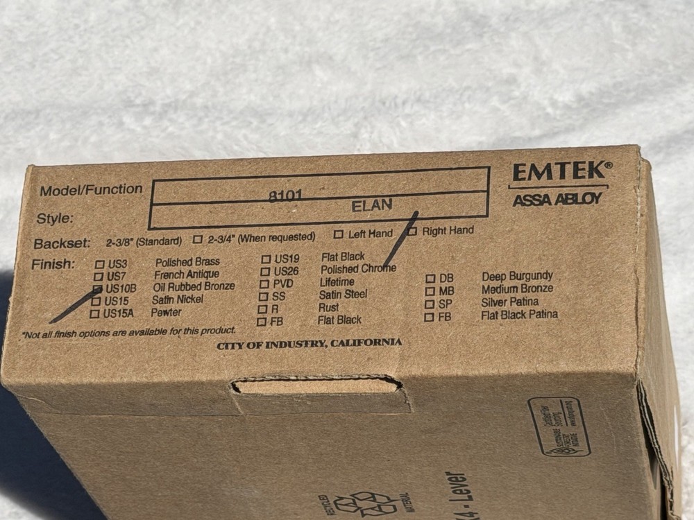 Emtek Classic Lever Rosette Door Handle Oil Rubbed Solid Bronze Passage Right