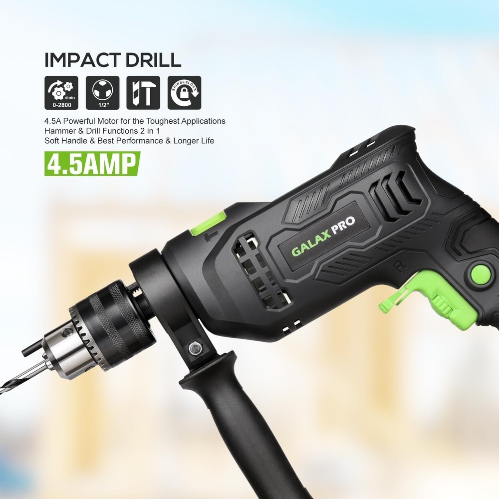 Dual-Function Hammer & Drill with 5pcs Bit