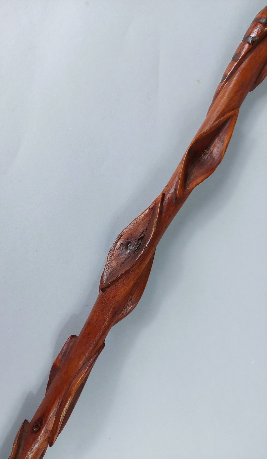 Antique Diamond Willow with Snakes & Brass Tip Walking Stick Cane Native America