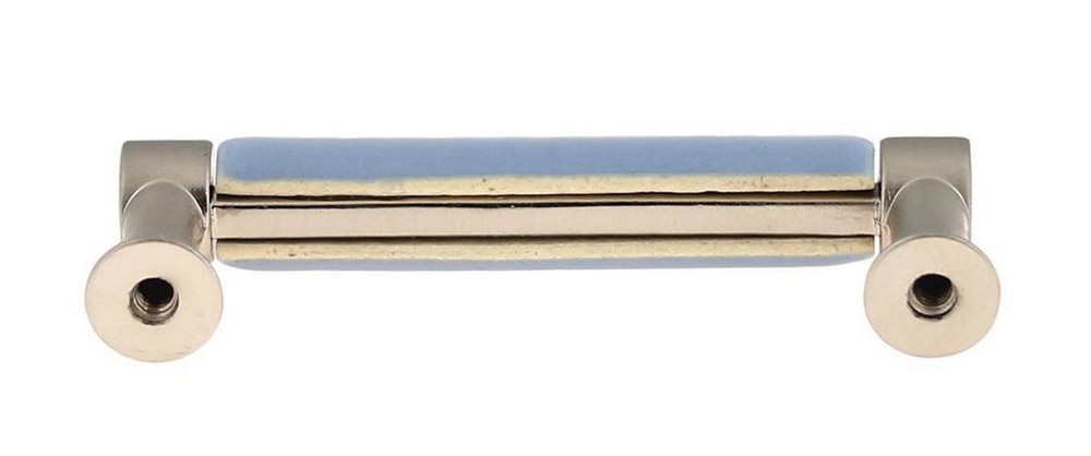 3" Light Blue Ceramic Center Pull Brushed Pewter