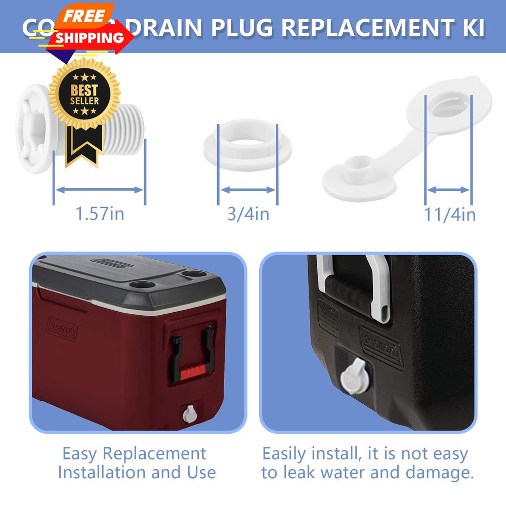 Cooler Drain Plug Replacement Kit, 1.5" Shaft Length, Length