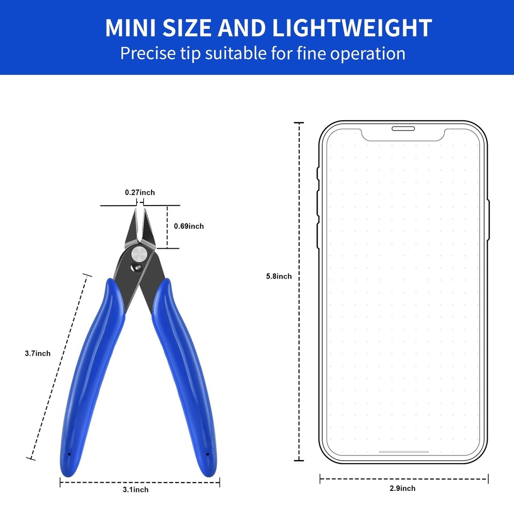 LBOKLING 5 Inch Micro Flush Cutter, 2 Pack Small Wire 5 inches, 2