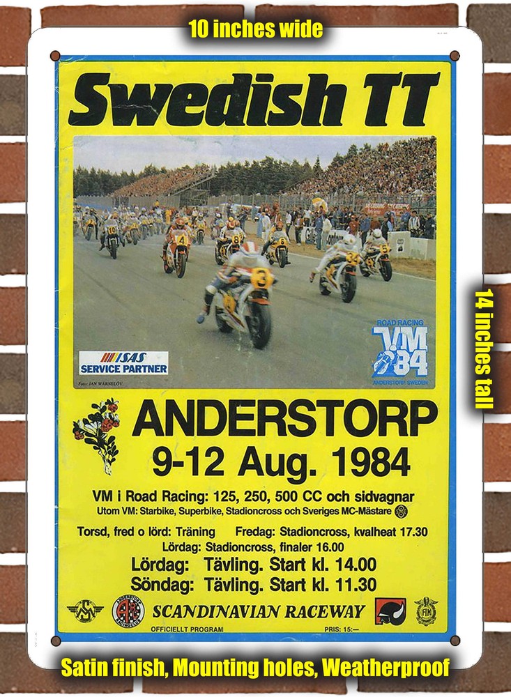 Metal Sign - 1984 Anderstorp Raceway Racing Program - 10x14 inches