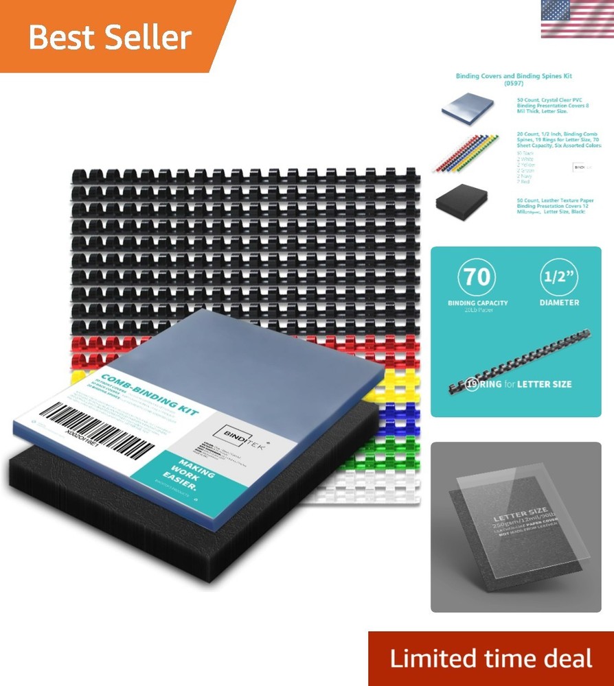 120 Pack Binding Covers & Combs Kit - Professional Quality Document Presentation