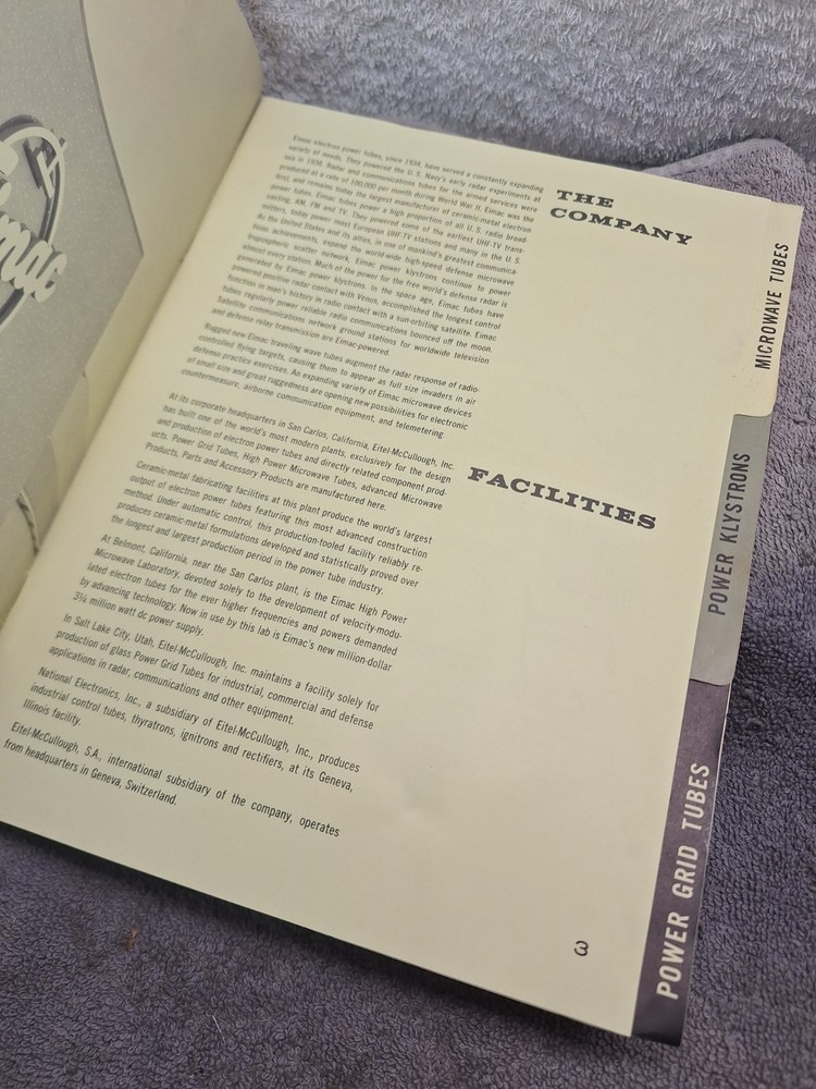Vintage EIMAC 1963 Quick Reference Catalog Manual Eitel-McCullough Tubes