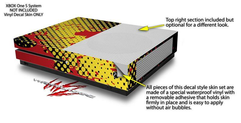 Skin XBOX One S Console Controller Halftone Splatter Yellow Red