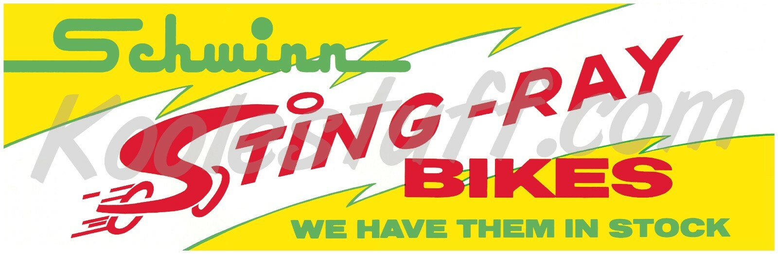 Schwinn Bicycle  STING-RAYS IN STOCK Window Banner / Poster  SCHWINN APPROVED
