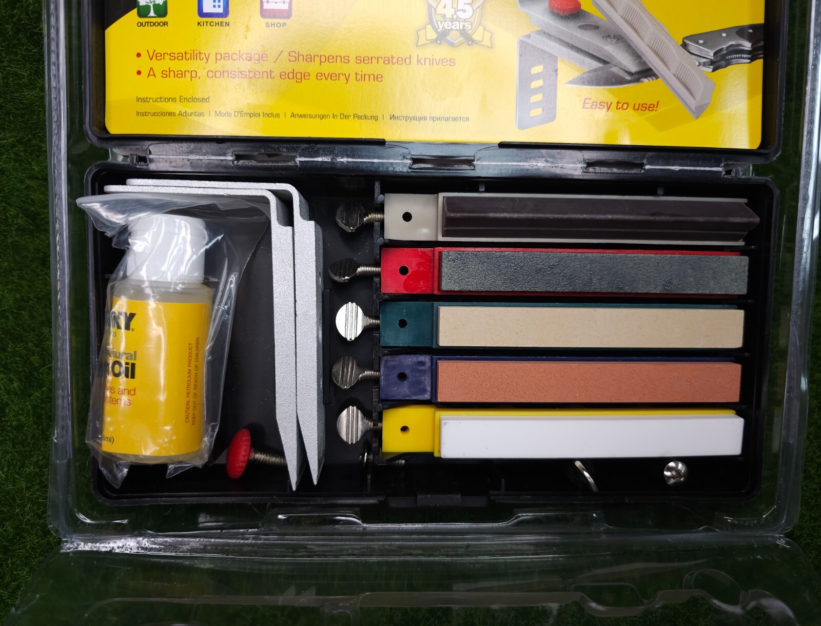 Lanksy #LKCPR 5-Stone Professional Sharpening System with Honing Oil & Case