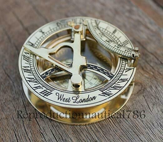 Solid Brass Compass Maritime Nautical Astrolabe Marine Ship Instrument Compass