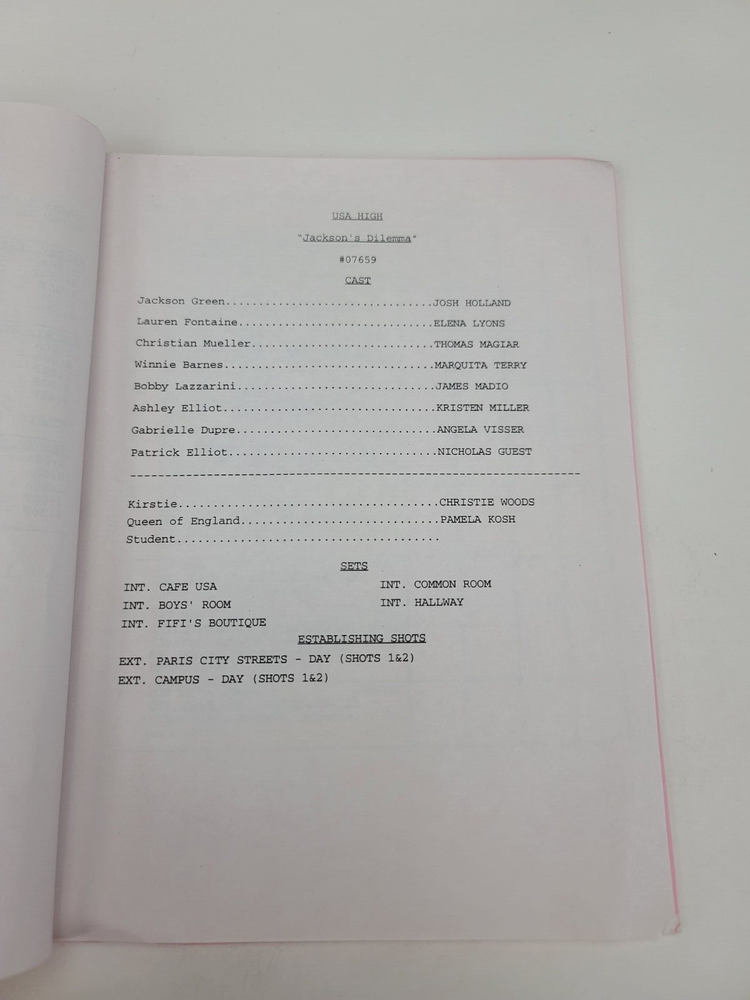 USA HIGH / Rob Hammersley 1998 TV Script, Elena Lyons "Jackson's Dilemma"