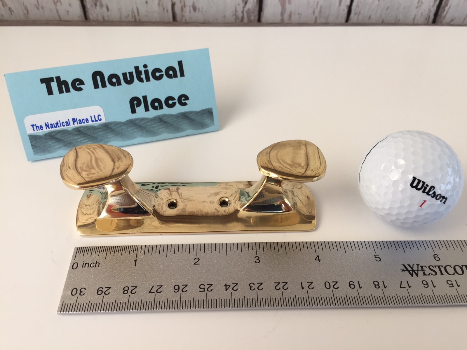 Brass Double Hook Cleat - Nautical Marine Boat Dock Chock - Hanger Handle