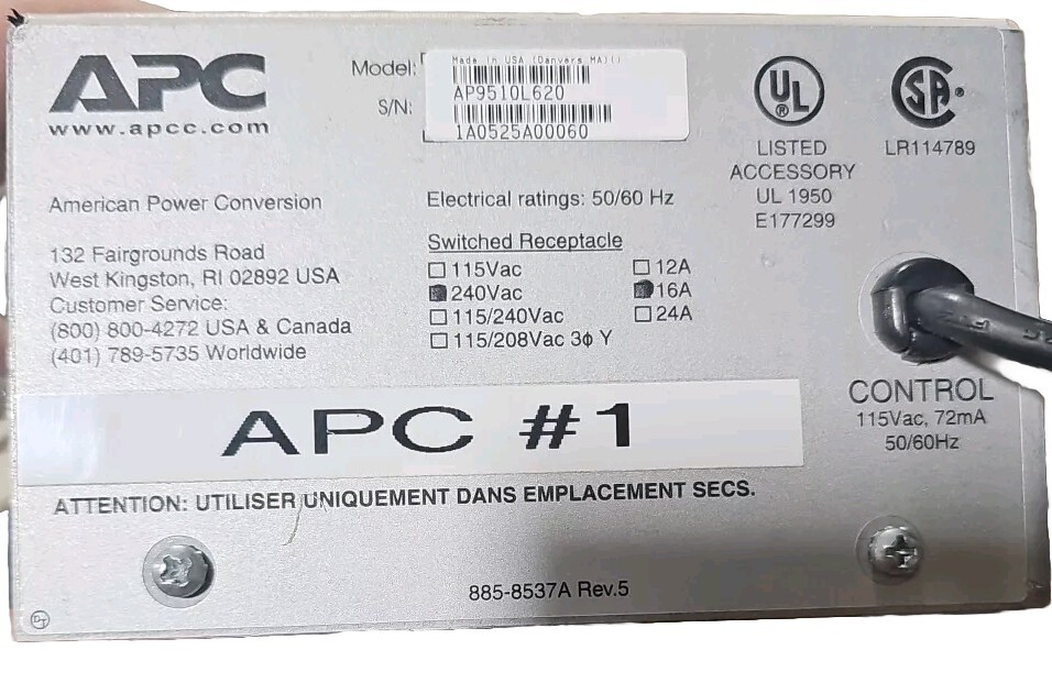 APC AP9510L620 MasterSwitch Power Recepticle