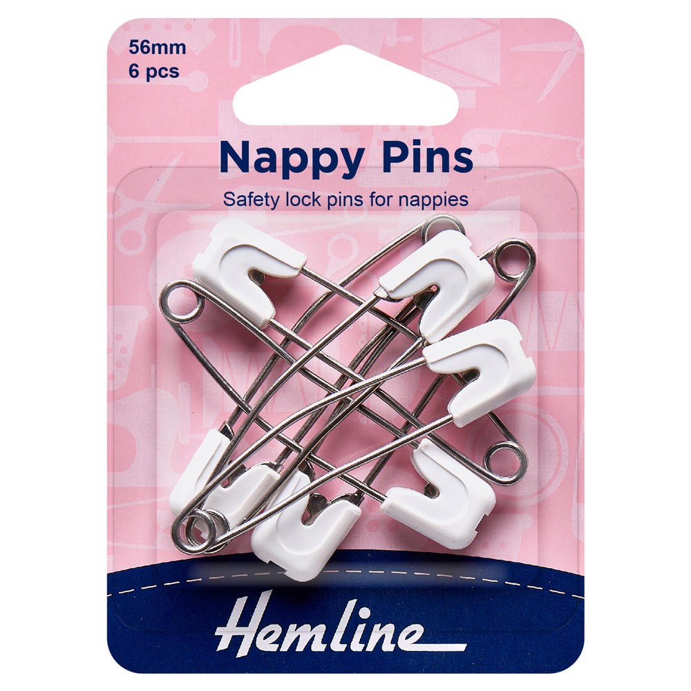 Hemline White Nappy Pins 56mm