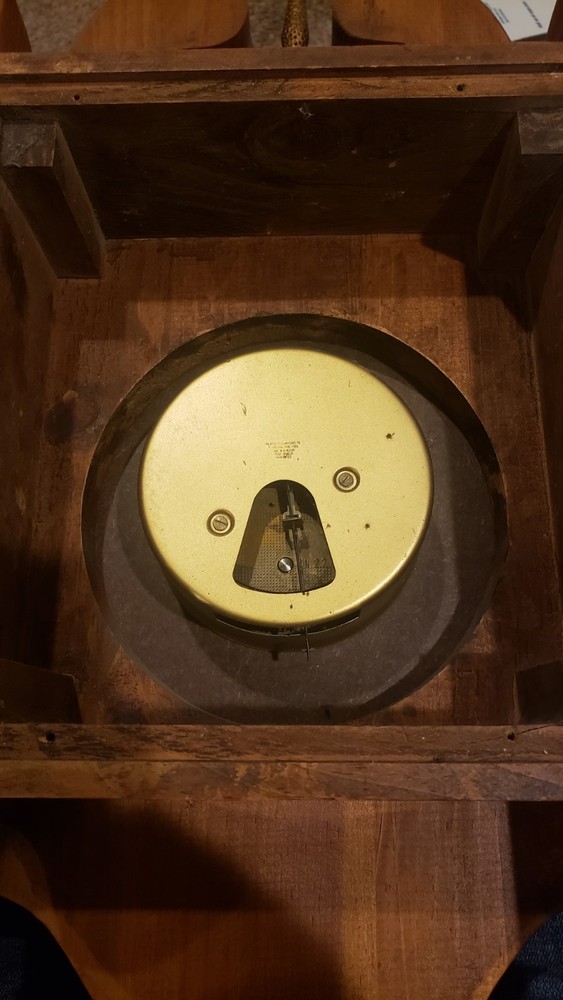 New England Clock Company Pendulum Driven Scroll Clock W/ Key.