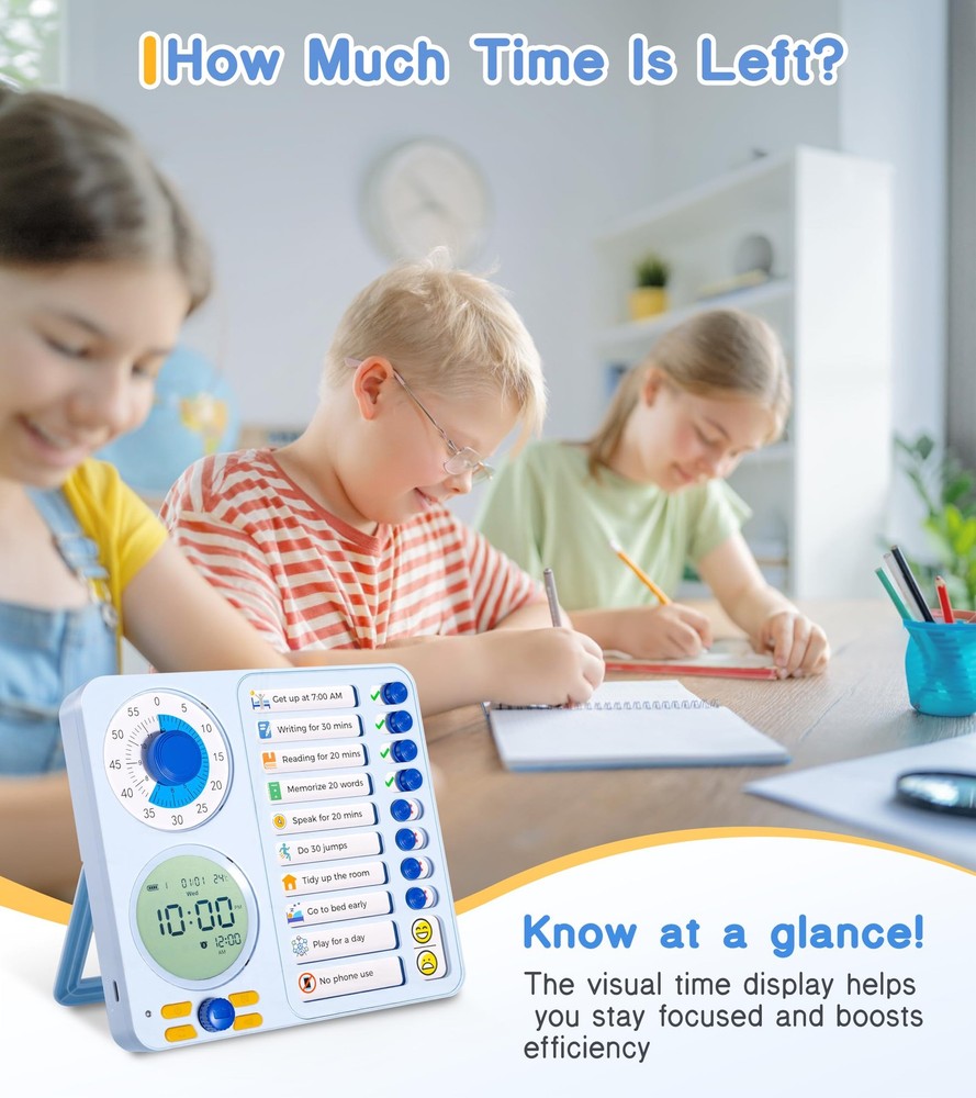 3-in-1 Visual Timer Task Timer with Chore Chart Board, ADHD Tool for Adults V...