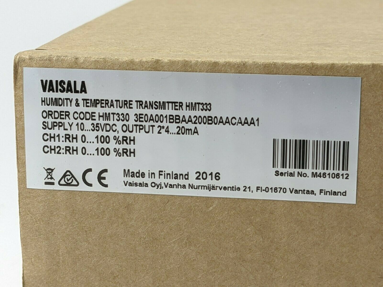 VAISALA HUMIDITY AND TEMPERATURE TRANSMITTER HMT333 HMT330 **NEW