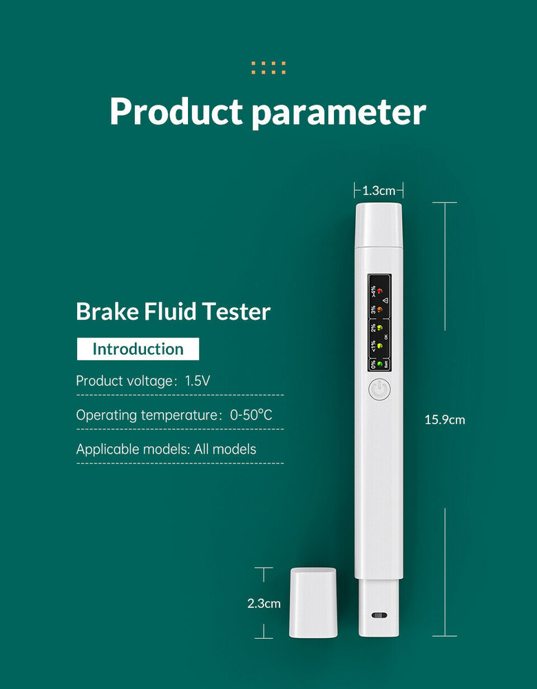 Brake Fluid Tester Cars LED Indicator Auto Oil Testing Tool for DOT3/DOT4/DOT5