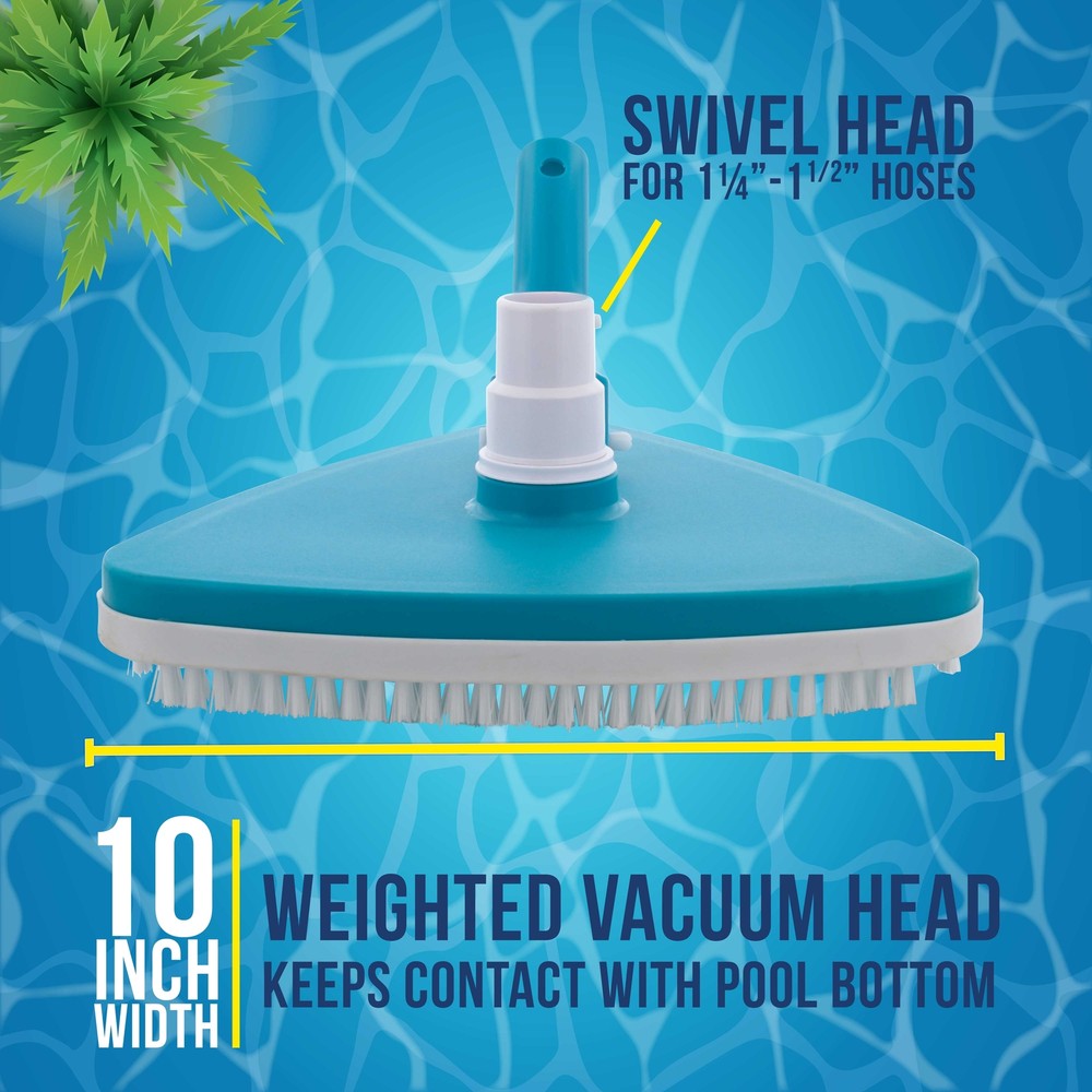 Weighted Triangular Pool Vacuum Head, Swivel Connection, Above Ground, Inground