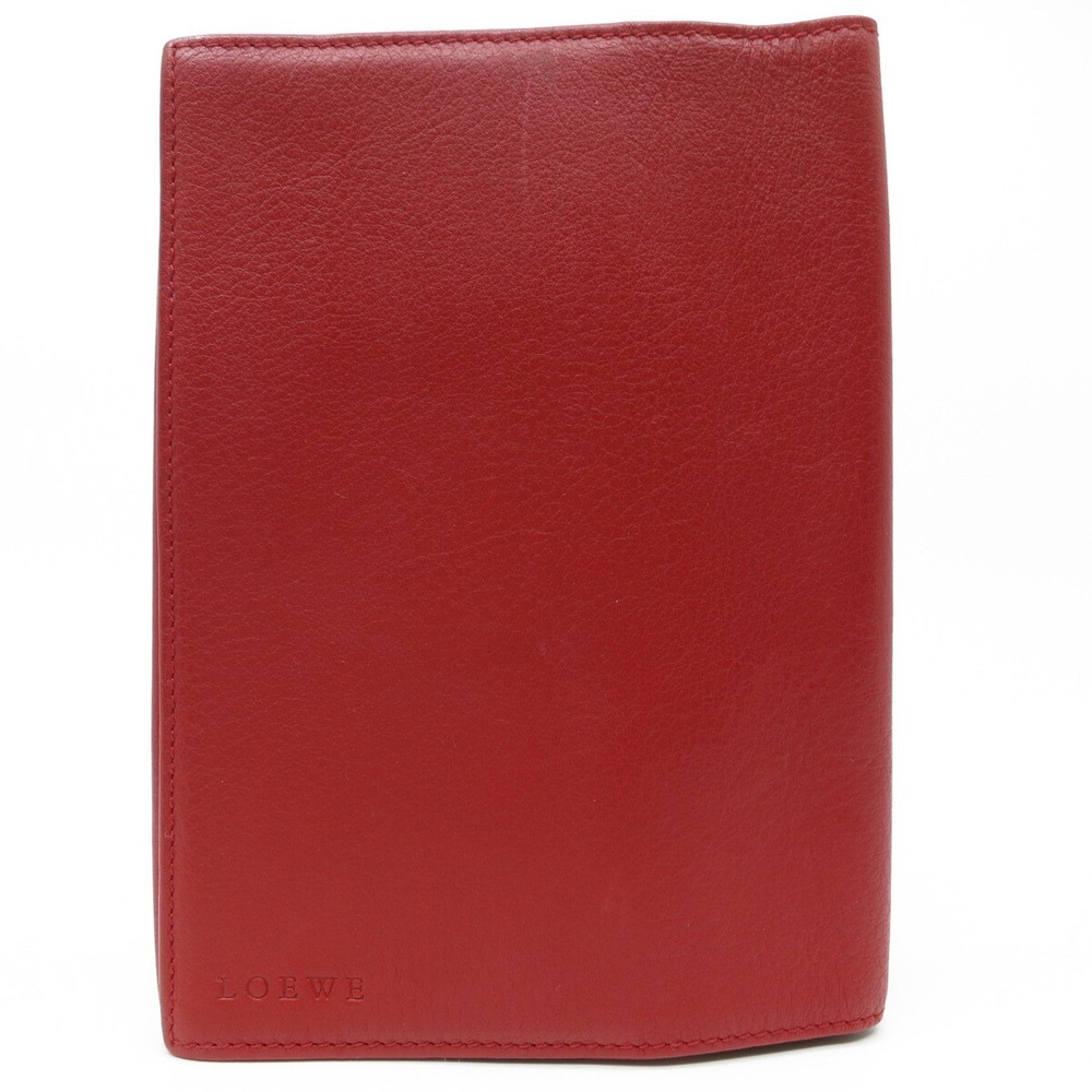 Authentic LOEWE Book Protector Red Leather #B03462S