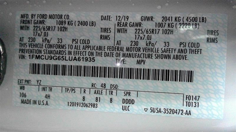 2020 Ford Escape Transfer Case 2233511