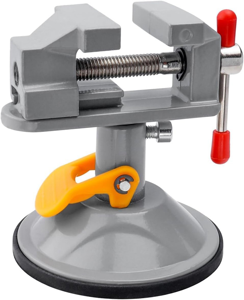 360° Rotating Mini Bench Vise with Suction Cup Base, Adjustable Clamping Force