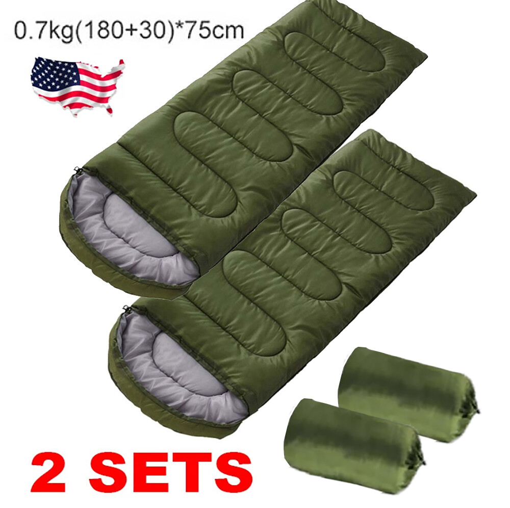 2PCS Thick Adult Cold Weather Sleeping Bag For Big & Tall Waterproof Winter Bags