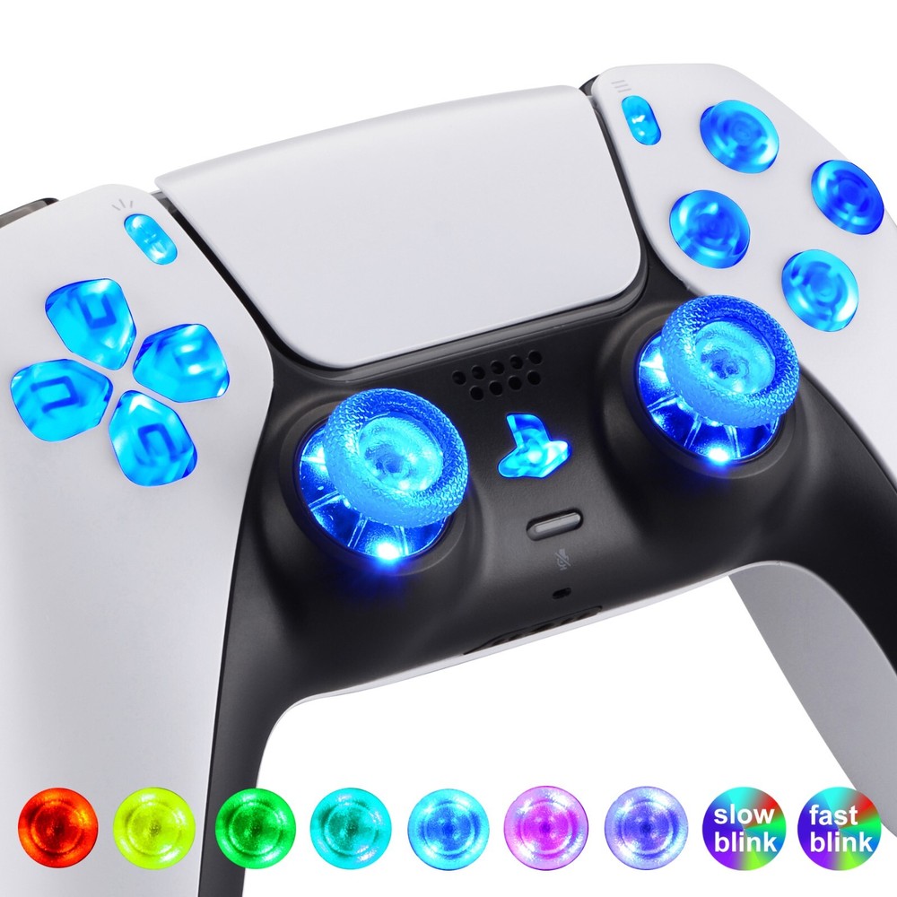 7 Colors 9 Modes Luminated Button Kit Lighted LED For PS5 Controller BDM-010 020