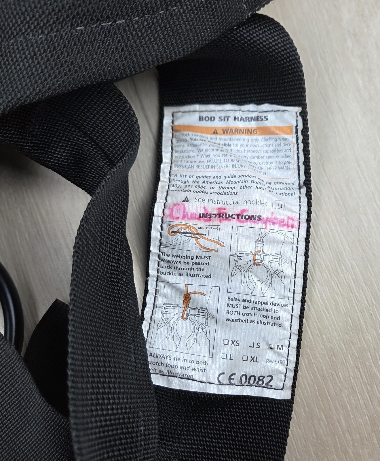 Black Diamond Bod Sit Harness MEDIUM Black & Blue Made in USA Rock Climbing Gear