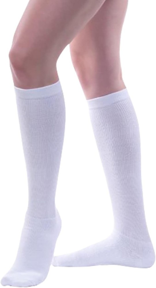 Allegro Athletic CoolMax Compression Socks, Closed Toe, Medium 15-20mmHg (White)