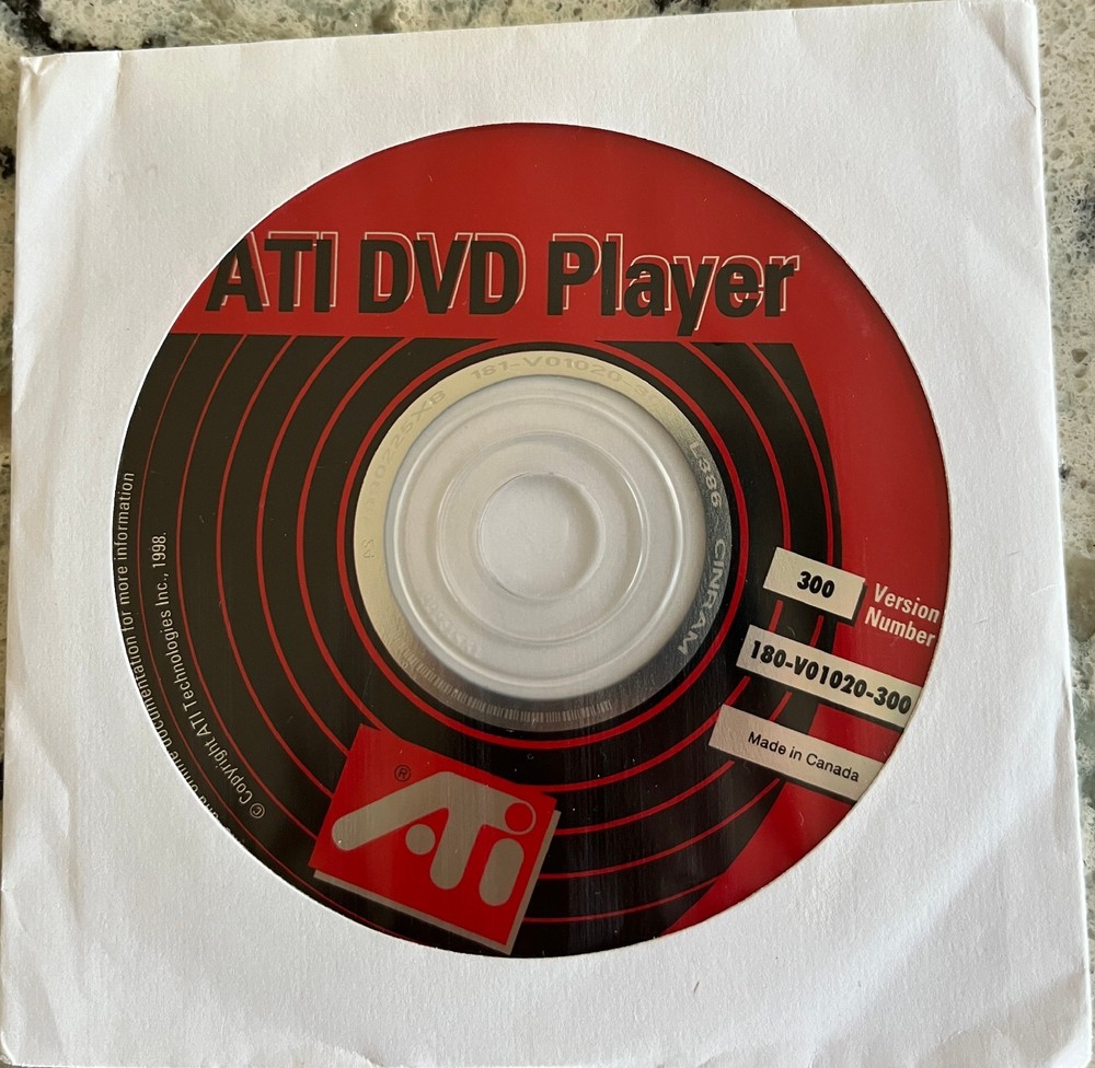 ATI DVD PlayerVersion 300 180-V01020-300 Driver CD-ROM