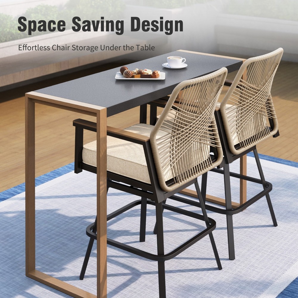 40'' Patio Bar Table Outdoor Bar Height Table Counter Height Table Rectangular