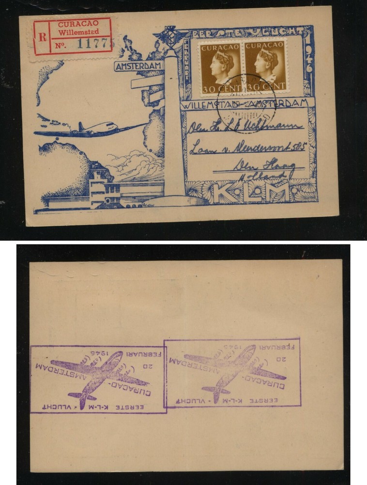 Curacao   airmail  postal  card       MS0225