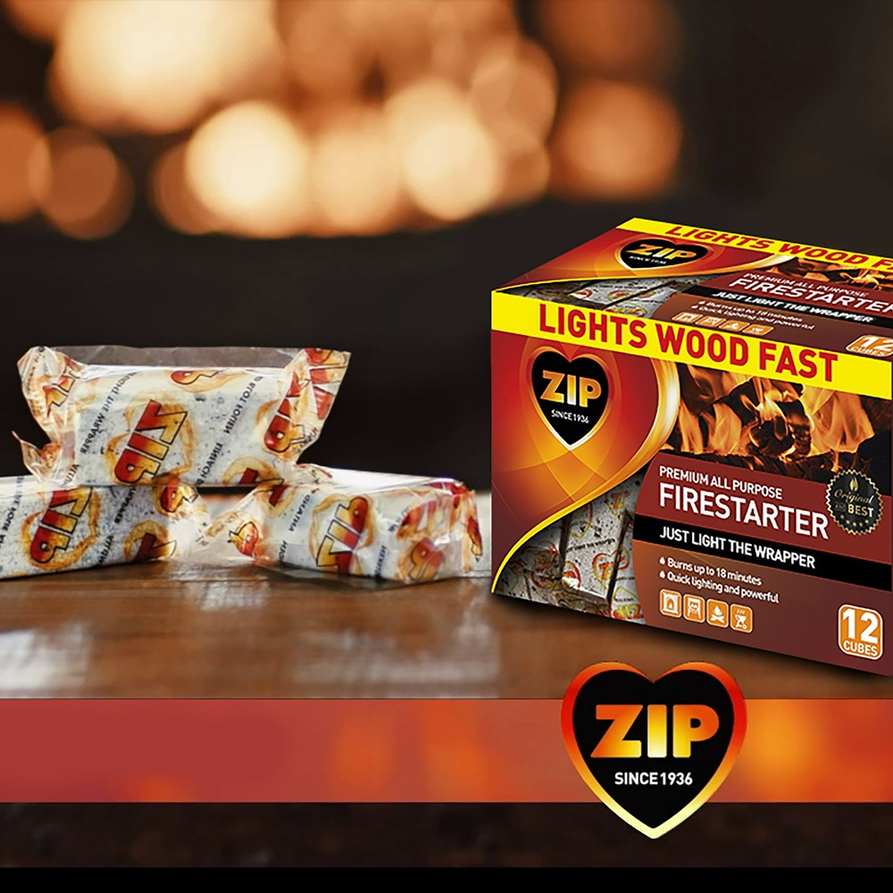 Zip Firestarters Premium All Purpose Wrapped Fire Starters 12 Pack