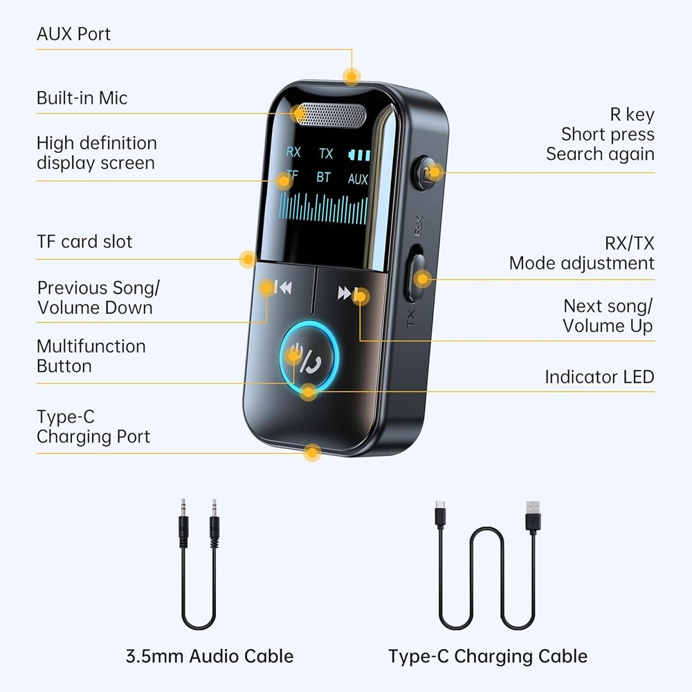 4 in1 Bluetooth Audio Adapter Wireless Receiver Transmitter 3.5mm Aux MP3 Player