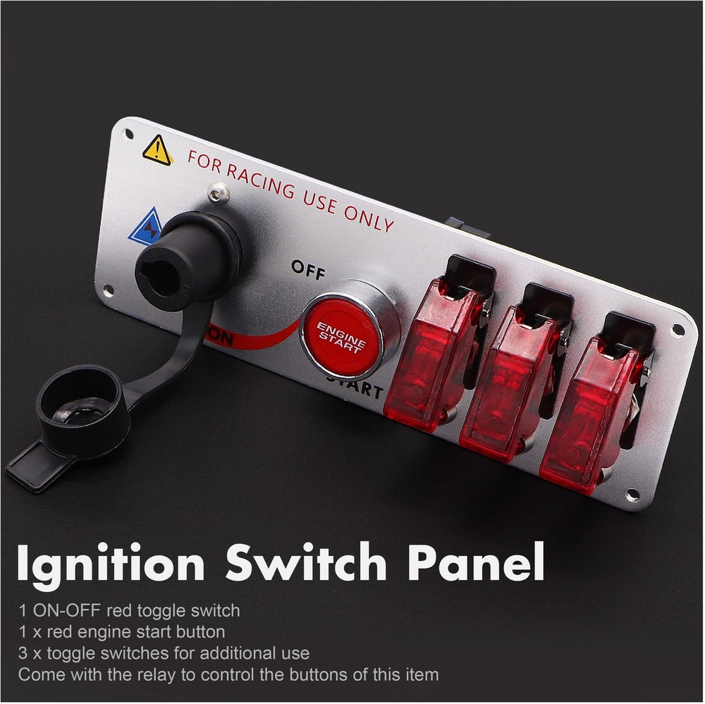 Ignition Switch Panel Kit 12V Engine Start Push Button 5 in 1 Ignition Contro...