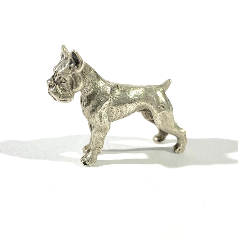 vintage solid silver boxer  miniature ,  hallmarked figurine