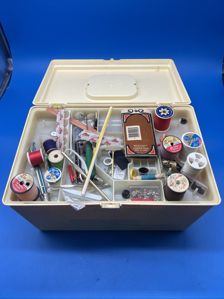 Vintage Sewing Toolbox With Sewing Machine Accessories