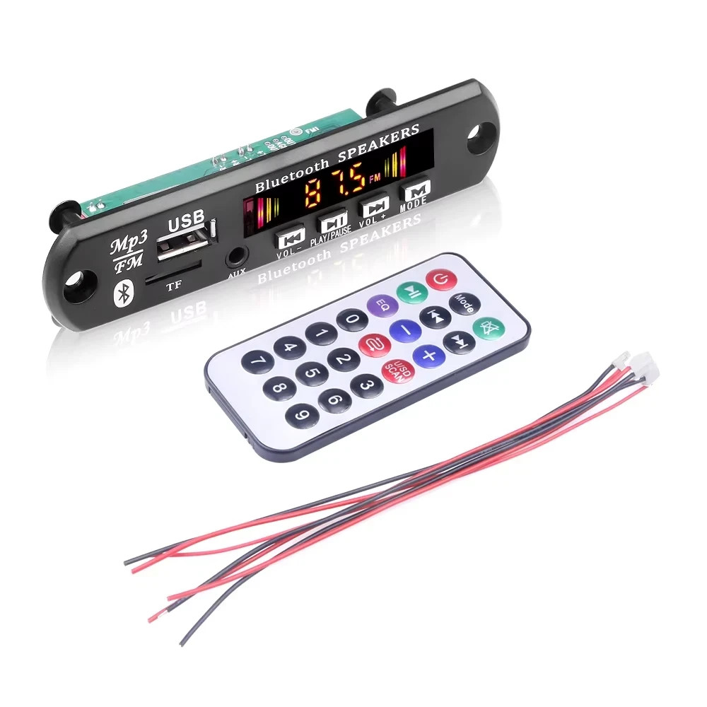 MP3 Decoder Board Bluetooth 5.0 Car MP3 Player USB Recording Module FM AUX Radio