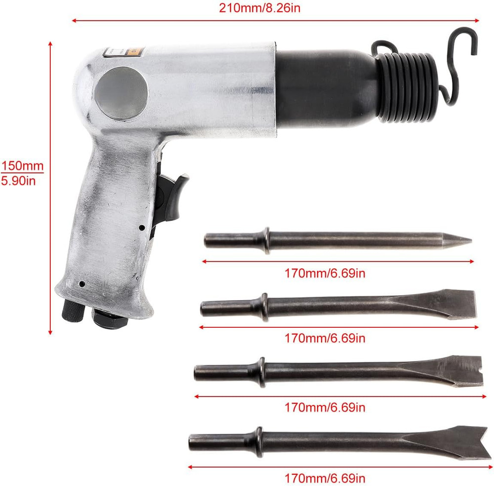 Air Hammer Chisel Tool Set - 4 Chisels for Rust Removal & Heavy Duty Work
