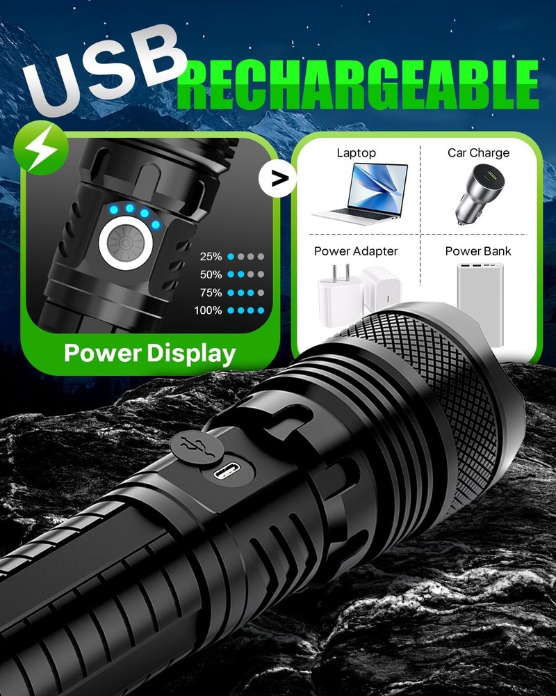 LED Flashlights, High Powered High Lumens Super Bright Tactical Flashlight, R...
