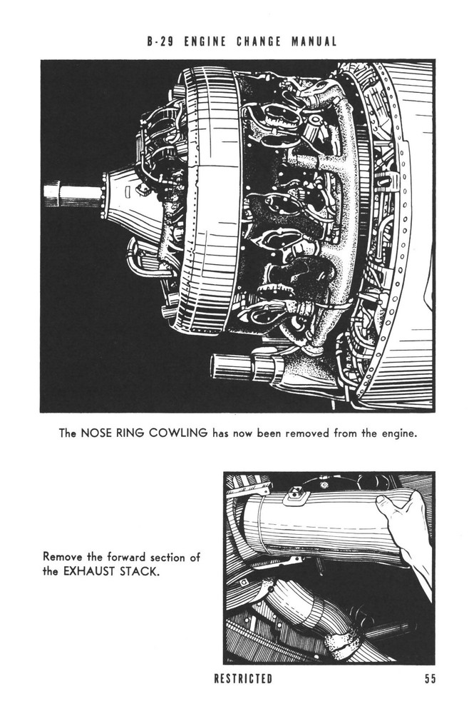 REPRINT WWII B-29 BOEING ENGINE CHANGE MANUAL
