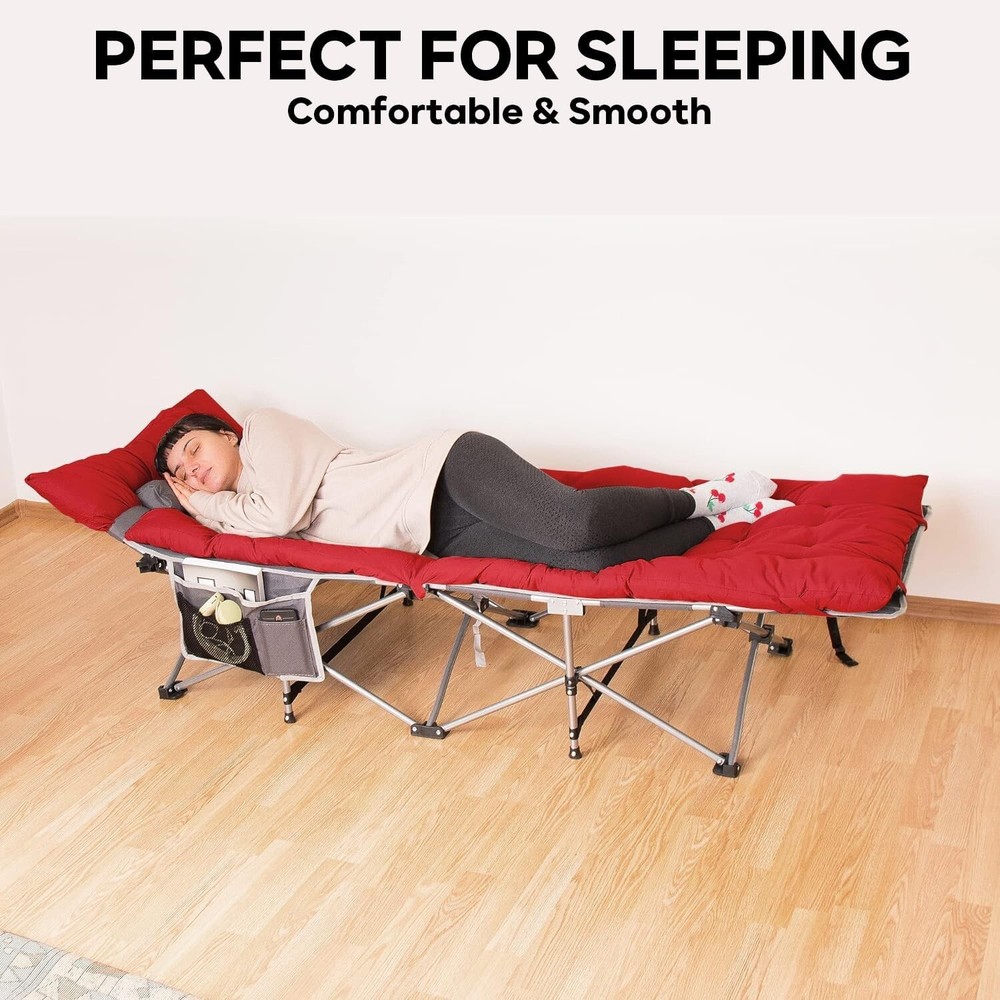 Folding Cot Pad Sleeping Mat Thick Soft Comfrtable Mattress Pad Red Sleeping Mat