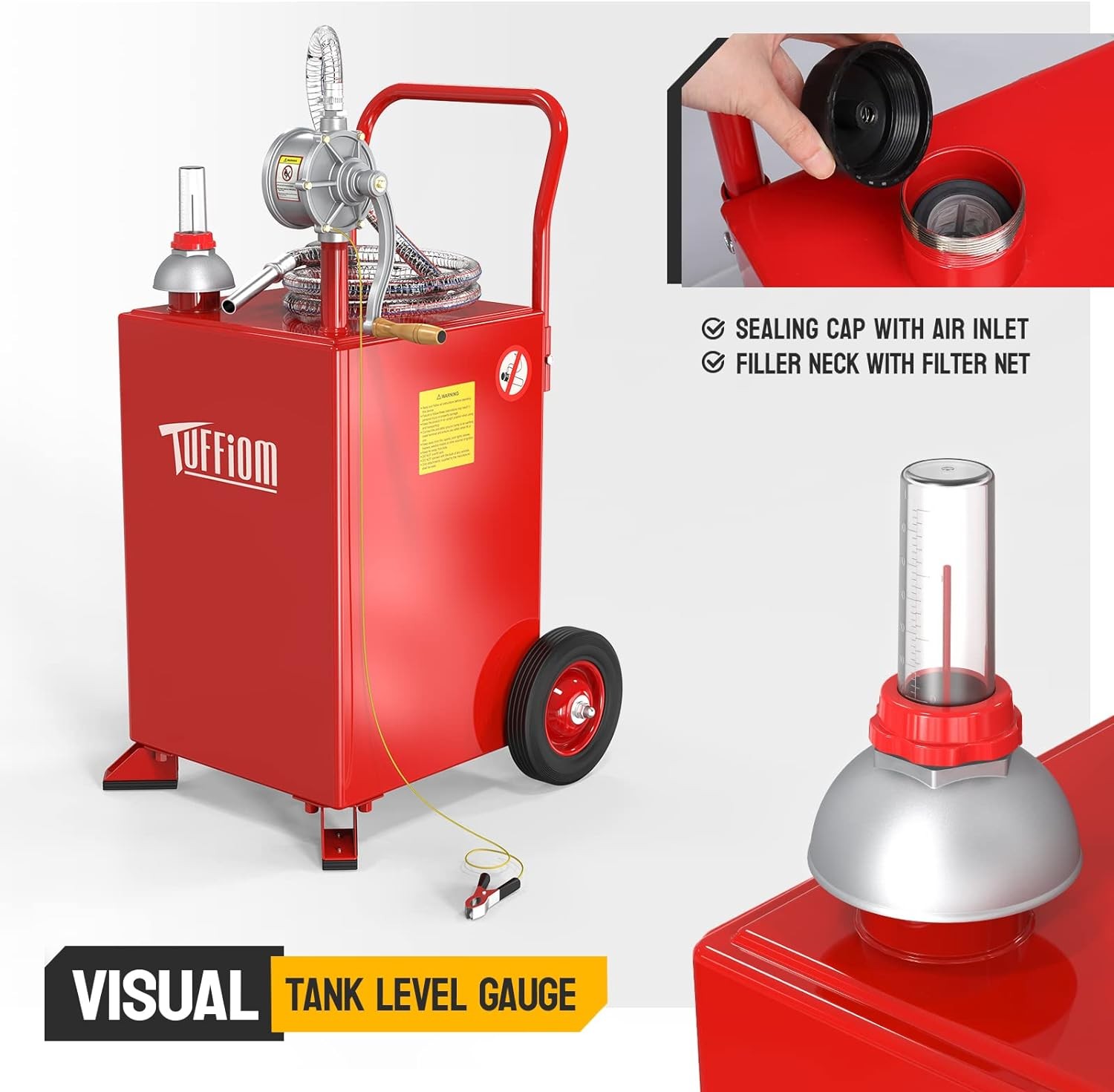 20 Gallon Gas Fuel Diesel Caddy Transfer Tank Container High Capacity with Wheel